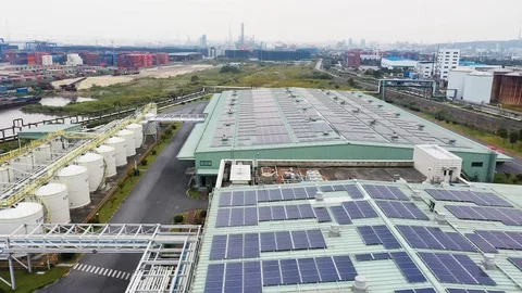 Aerial view of solar power panel Stock Footage 118972565