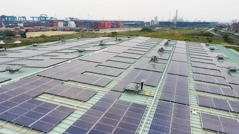 Aerial view of solar power panel Video stock 118984200