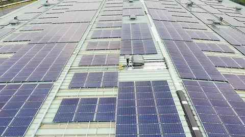 Aerial view of solar power panel Video stock 118990658
