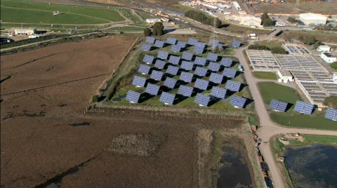 Aerial view of Solar Power Plant Stock Footage