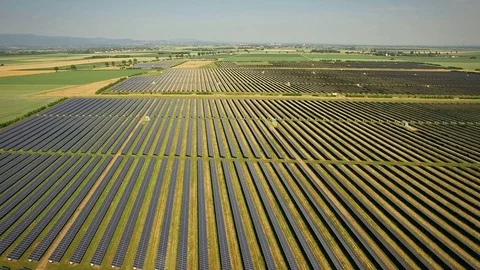 Aerial view of solar power plant Stock Footage