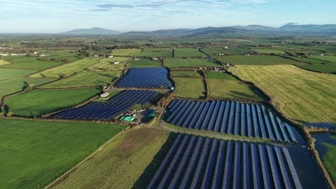Aerial view of a solar PV array site near Ardfinnan, Co. Tipperary, Ireland. Stock Footage 330555690