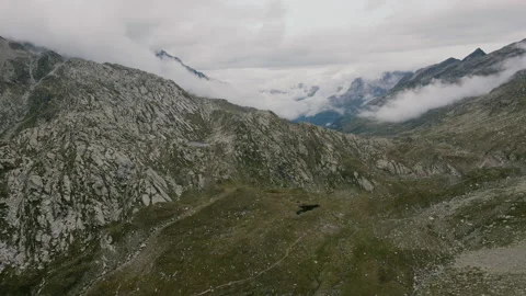 Aerial view of some small alpine lakes around Italy Switzerland border Stockbeeldmateriaal 252144583