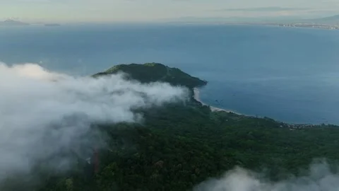 Aerial View of Son Tra Peninsula, Da Nang, Vietnam Stock Footage 337994009