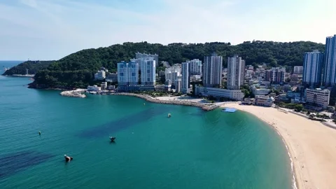 Aerial view of songdo beach in busan, south korea Stock Footage 337522073