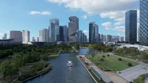 Aerial View of Songdo Central Park, Incheon Stock Footage 321635546