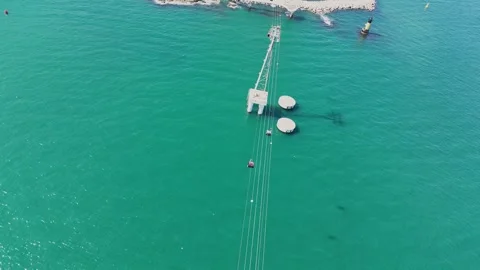 Aerial view of songdo marine cable car over busan sea Stockbeeldmateriaal 337522121