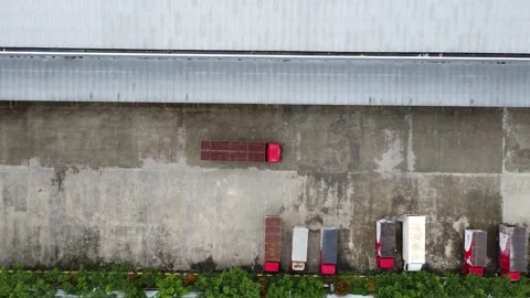 Aerial view of the sorting warehouse or storage area for package delivery e.. Stock Footage 328970688