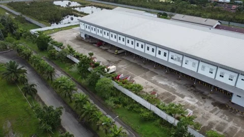 Aerial view of sorting warehouse or storage area for parcel delivery expedi.. Stock Footage 328970694