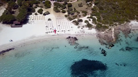Aerial view of Sos Aranzos Beach in Golfo Aranci,Sardinia Stock-Footage 108899372