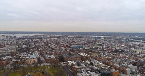 Aerial View of South Baltimore City Moving Side to Side Stock Footage