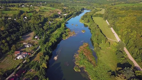 Aerial view of Southern Bug river Stock Footage 119525066