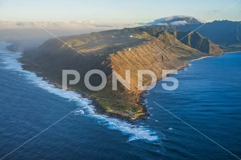Aerial view of the southwestern tip of Oahu Stock Photos