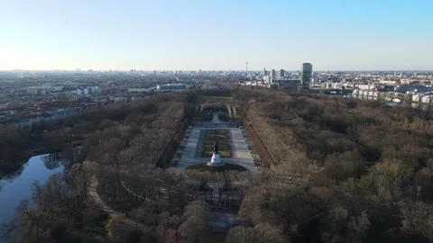 Aerial view of Soviet War Memorial in Treptower Park during Spring in Berli.. Stock Footage 244159144