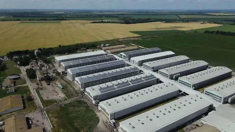 Aerial view of Sown Fields and Industry in Ukraine in the Morning, Forest Stock-Footage 162620588