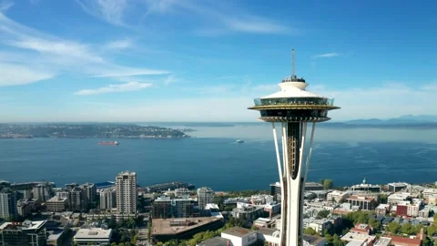 Aerial View of Space Needle Seattle Stock Footage 161049247
