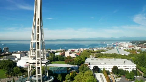Aerial View of Space Needle Seattle Stock Footage 161087689