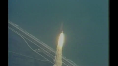 Aerial view Space Shuttle Colombia STS-9 launch Stock Footage 270936845