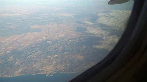 Aerial view of Spain from the airplane Stock Footage 83455622