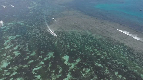 Aerial view of speed boat steaming on the sea. Bali, Indonesia. Stock Footage 103602934