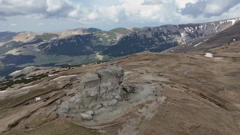 Aerial view of the Sphinx rock formation in Bucegi Mountains, Romania. Stock Footage 340219590
