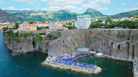 Aerial view of Spiaggia La Marinella Bea... | Stock Video | Pond5