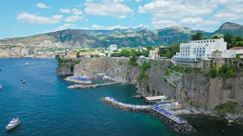 Aerial view of Spiaggia La Marinella Bea... | Stock Video | Pond5