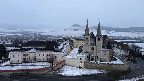 Aerial view of the Spis Chapter in the town of Spisske Podhradie in Slovakia 库存影片 148821963