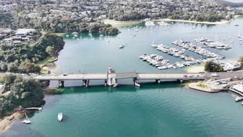 Aerial view of Spit Bridge in Sydney, Australia. Stock Footage 338167227