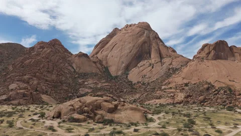 Aerial view of Spitzkoppe in Erongo mountains, Namibia Stock Footage 335296848