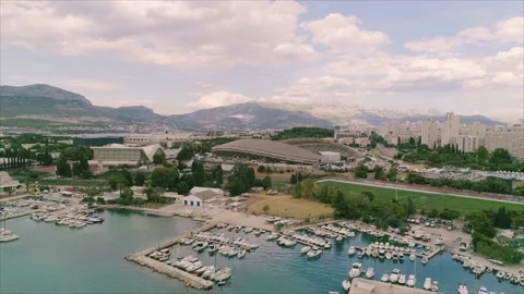 Aerial view of Split arena stadium, Croatia. Stock Footage 149007014