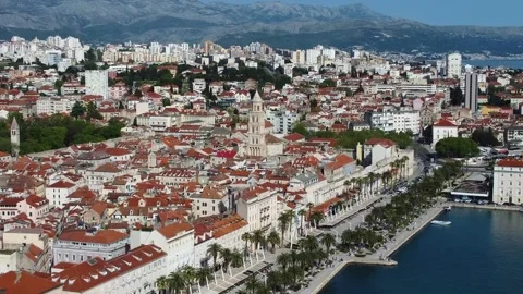 Aerial view of split city and waterfront in croatia Stock Footage 336937355