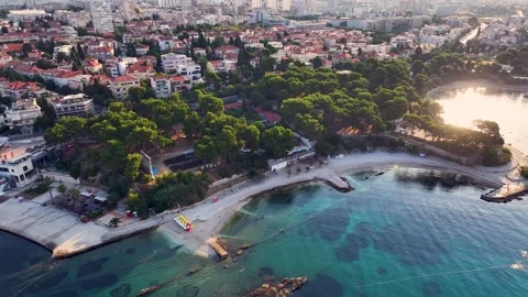 Aerial view of split city coastline 스톡 동영상 339196516