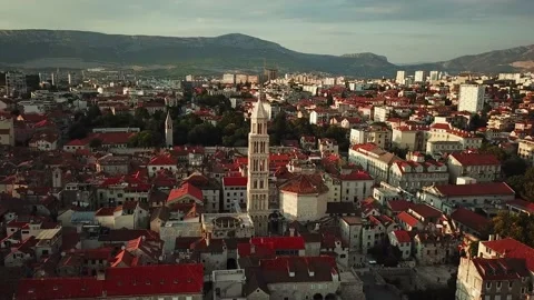 Aerial View of Split, Croatia. Adriatic City Landmarks, Saint Domnius Vídeos de archivo 131492886