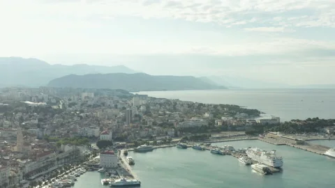 Aerial view Split Croatia. Cityscape of the old city with streets and houses Stock Footage 203916372