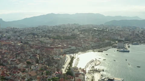 Aerial view Split Croatia. Cityscape of the old town with historical buildings Stock Footage 208914066