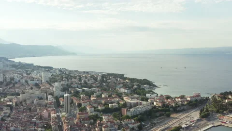 Aerial view Split Croatia. Cityscape with a promenade and a beautiful city Stock Footage 210243099