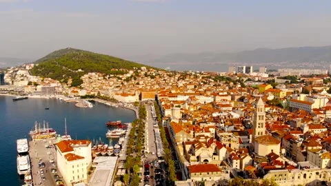 Aerial view of Split in Croatia Stock Footage 143877973