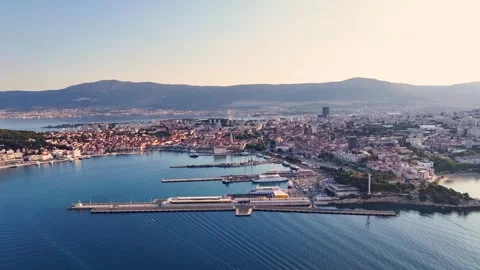 Aerial view of split croatia at sunrise 스톡 동영상 339193692