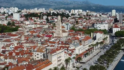 Aerial view of split diocletian's palace and riva promenade in croatia 库存影片 336937356