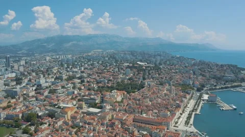 Aerial view of Split, monument, cityscape, port, Croatia 4K. Dalmata region. Stock Footage 154734509
