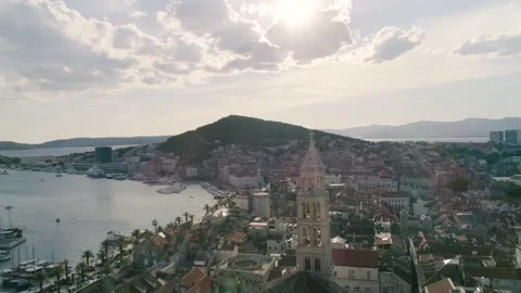 Aerial view of Split old town cityscape, Croatia. Stock Footage 149006137