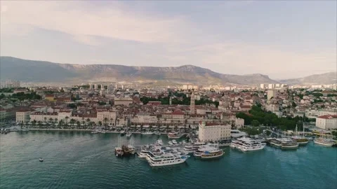 Aerial view of Split old town cityscape, Croatia. Stock Footage 149006324