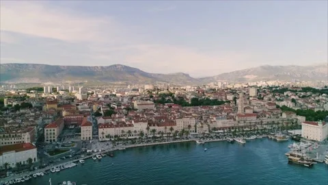 Aerial view of Split old town cityscape, Croatia. Stock Footage 149006387