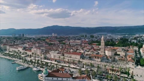 Aerial view of Split old town cityscape, Croatia. Stock Footage 149006630
