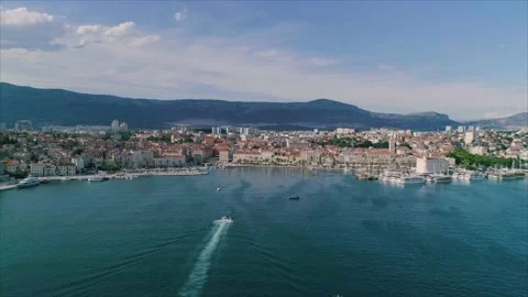 Aerial view of Split old town cityscape, Croatia. Stock Footage 149006745