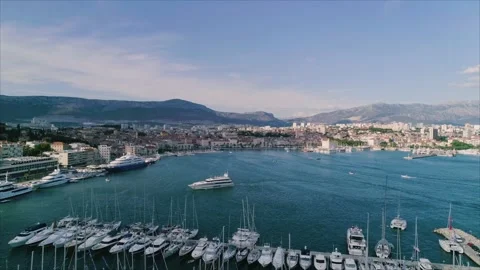 Aerial view of Split old town cityscape, Croatia. Stock Footage 149006817
