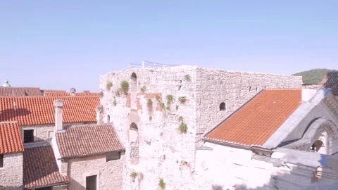Aerial view of Split from the tower of the Cathedral of Saint Domnius, Croatia Stock Footage 83767261