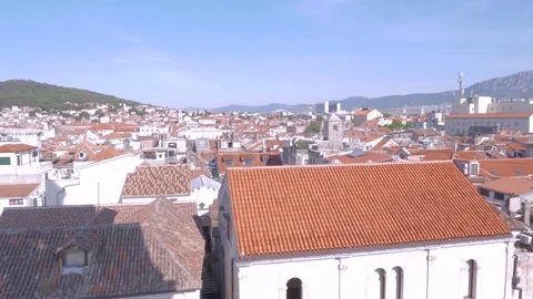 Aerial view of Split from the tower of the Cathedral of Saint Domnius, Croatia Stock Footage 83767370