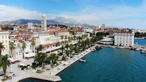 Aerial view of Split town, Croatia Stock Footage 139984847